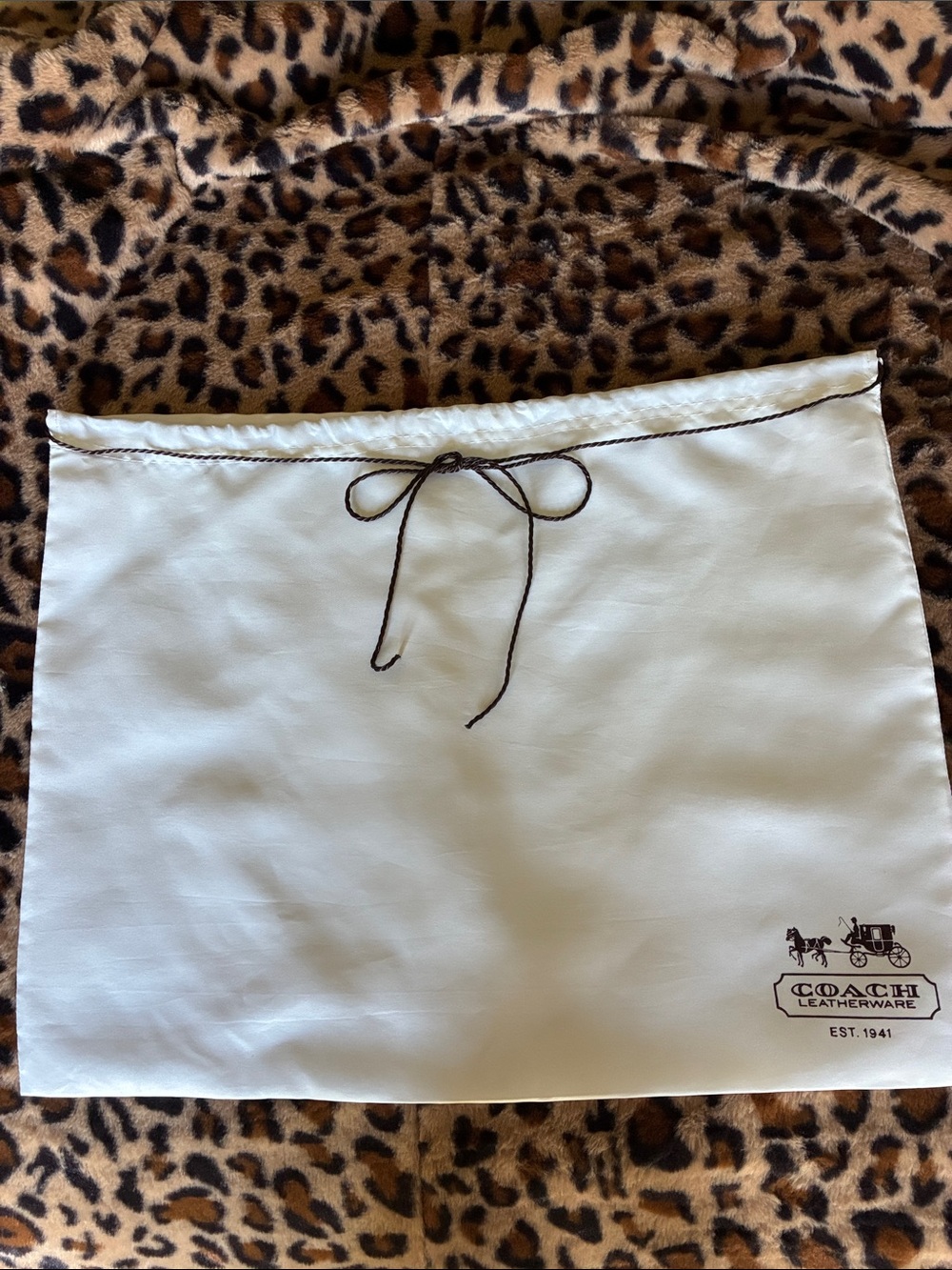 COACH 15x19 White Purse Dust Bag with Brown Logo/Drawstring, Accessory Bag